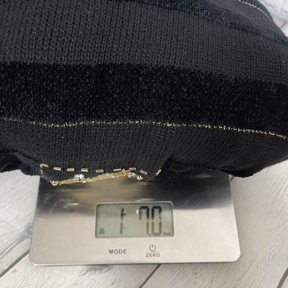 Jack B Quick Cardigan Women Medium Black Beaded Embroidered Christmas Holiday - Picture 13 of 13